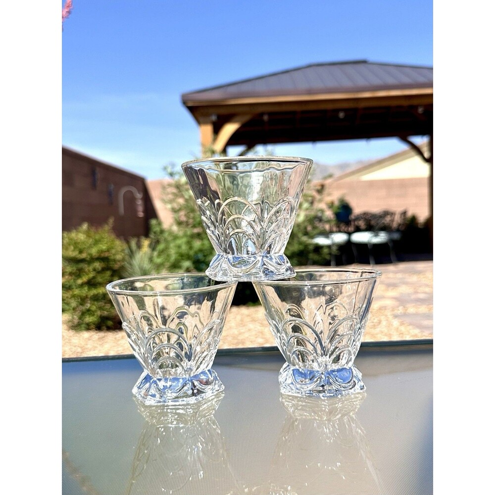 Set of 3 Crystal Julia Whiskey Glasses High Quality Hexagonal Weighted Base 6oz.